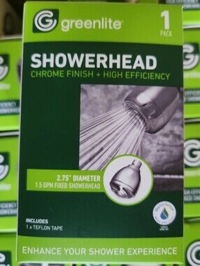 Greenlite Chrome Finish Adjustable Showerhead 3 Settings,  High Efficiency